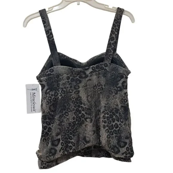 Miraclesuit Leopard Print With Metallic Detail Summer Top Size 10 Black/Gold NWT - Picture 4 of 14
